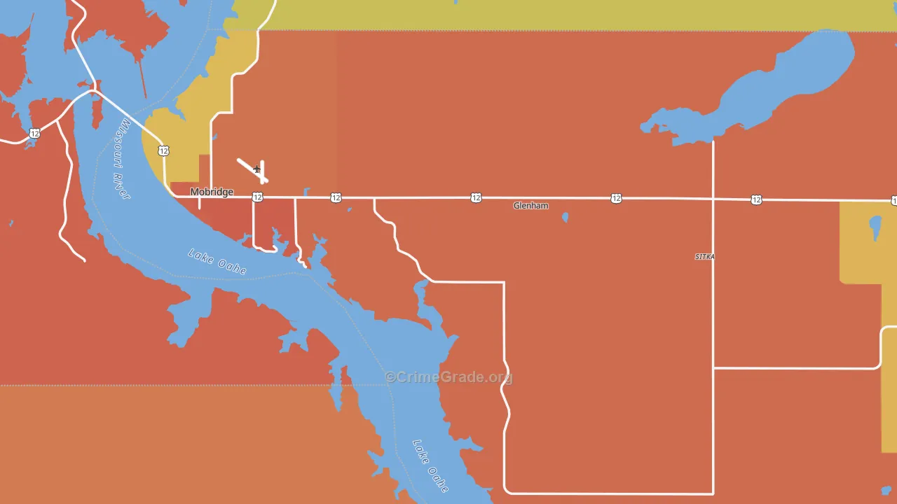 Walworth County, SD Map of Burglary Rates