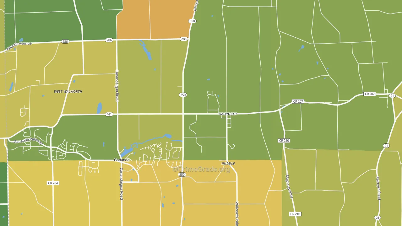 Walworth, NY Map of Burglary Rates