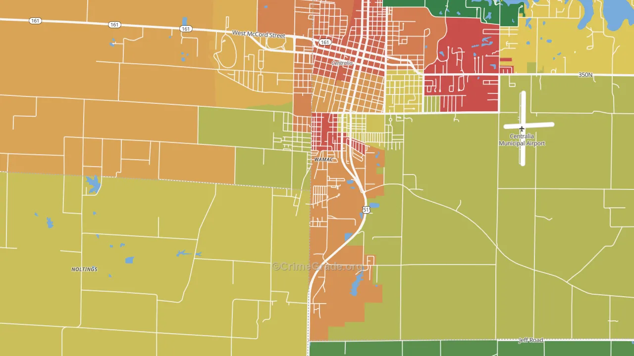 Wamac, IL Map of Burglary Rates