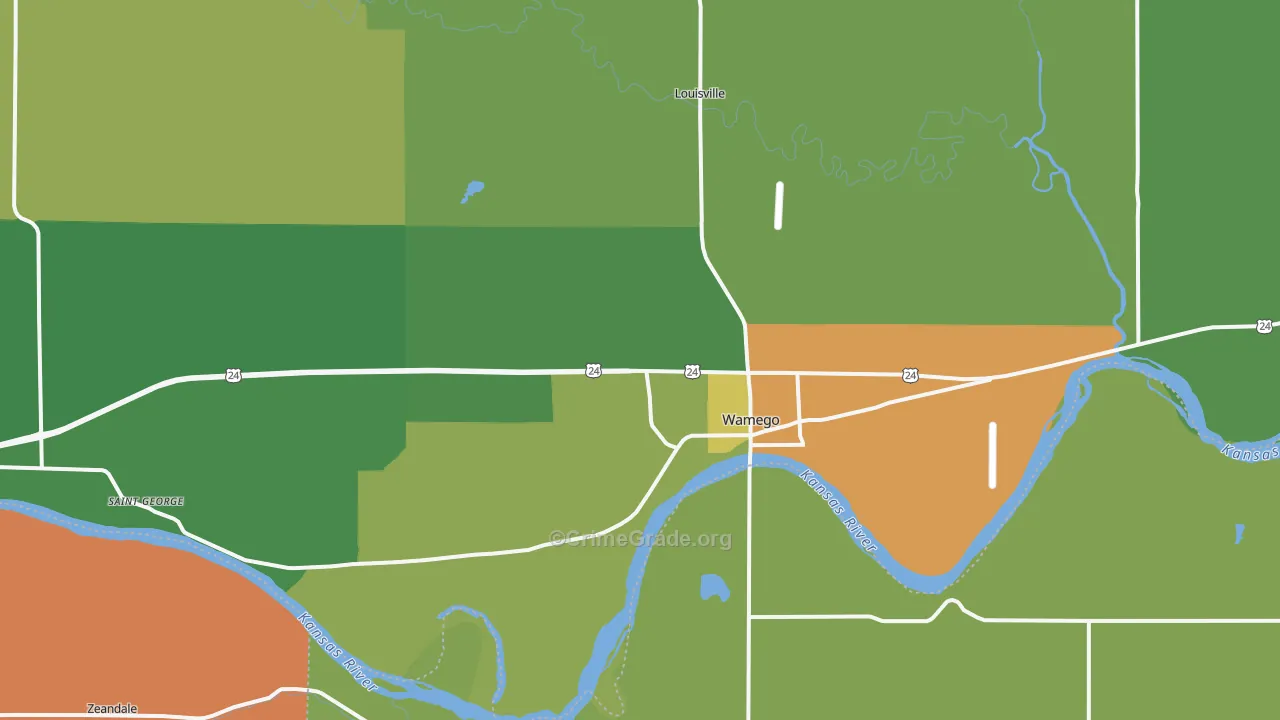 Wamego, KS Map of Burglary Rates