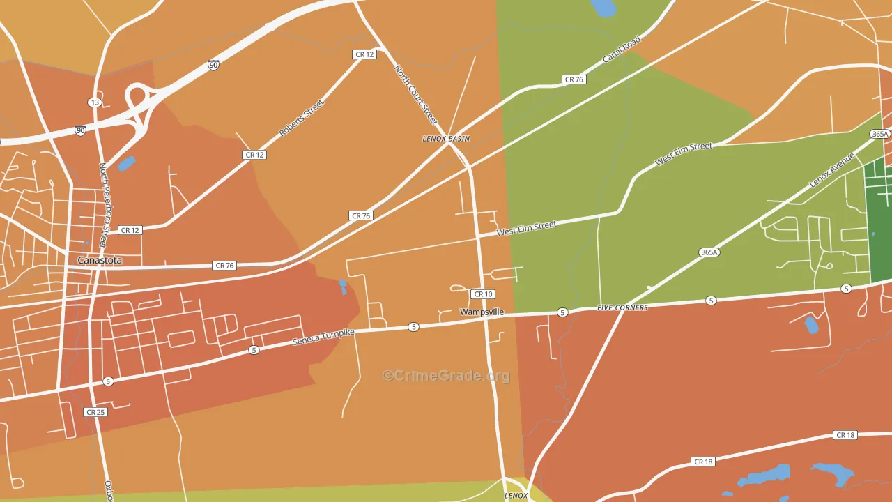 Wampsville, NY Map of Burglary Rates