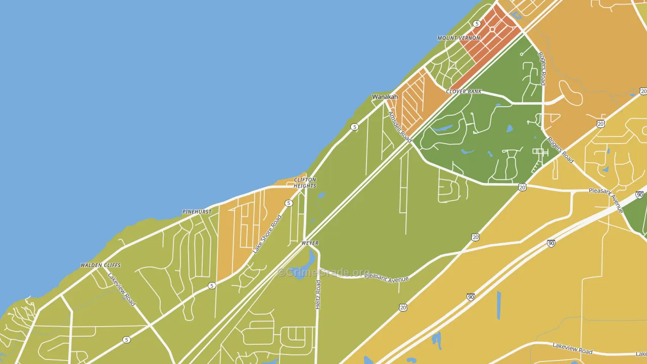 Wanakah, NY Map of Burglary Rates