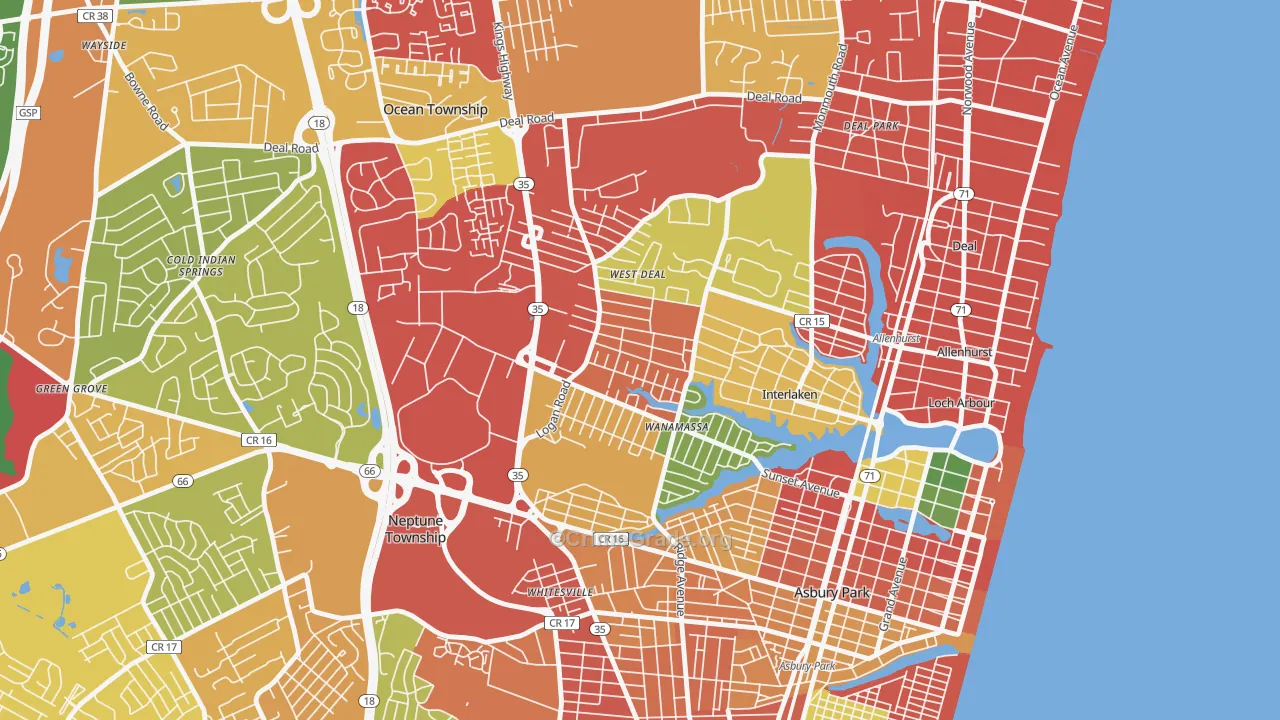 Wanamassa, NJ Map of Burglary Rates