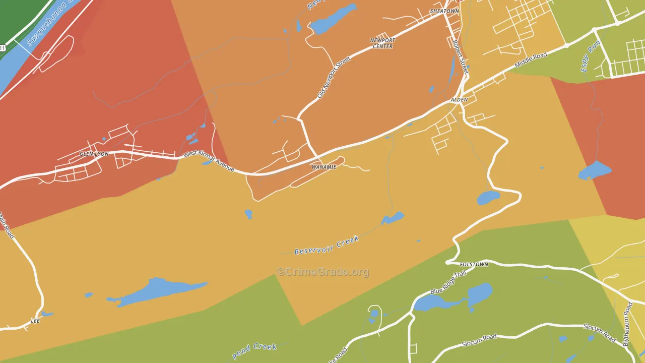 Wanamie, PA Map of Burglary Rates