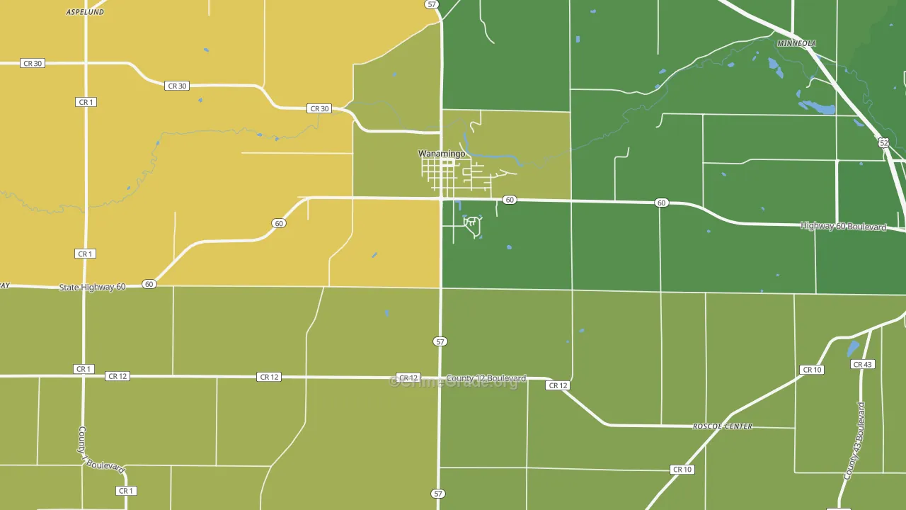 Wanamingo, MN Map of Burglary Rates