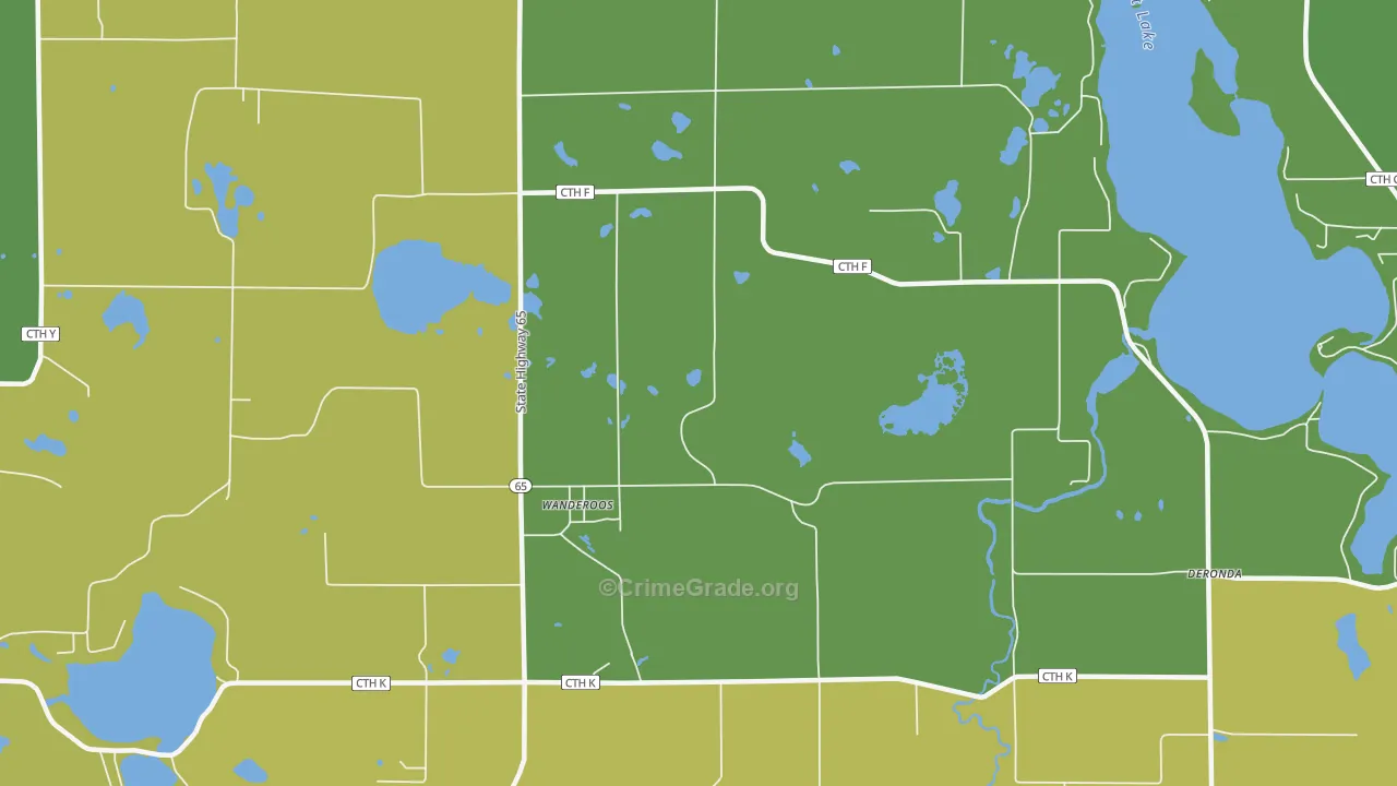Wanderoos, WI Map of Burglary Rates
