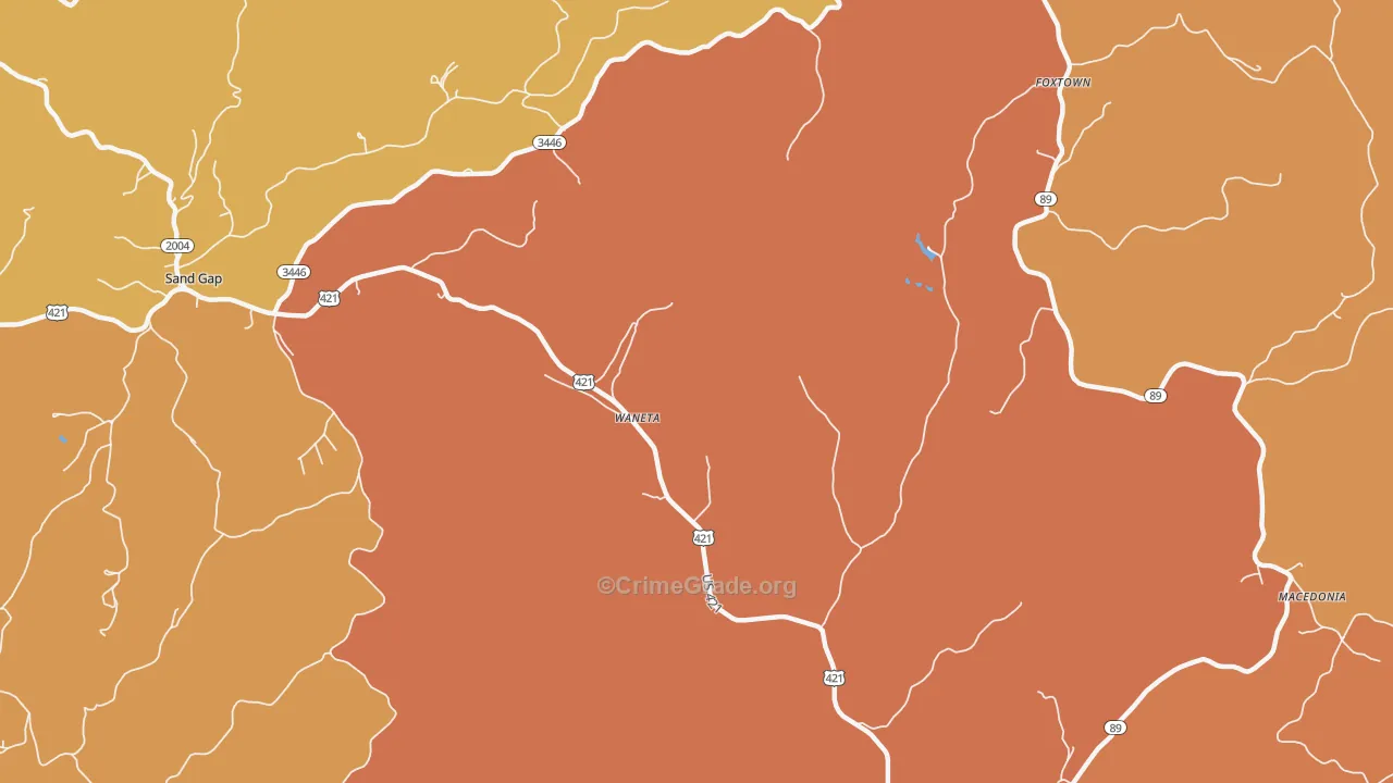 Waneta, KY Map of Burglary Rates