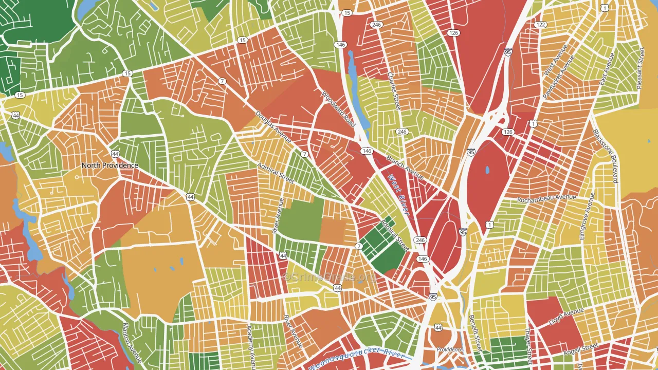 Wanskuck, Providence, RI Map of Burglary Rates