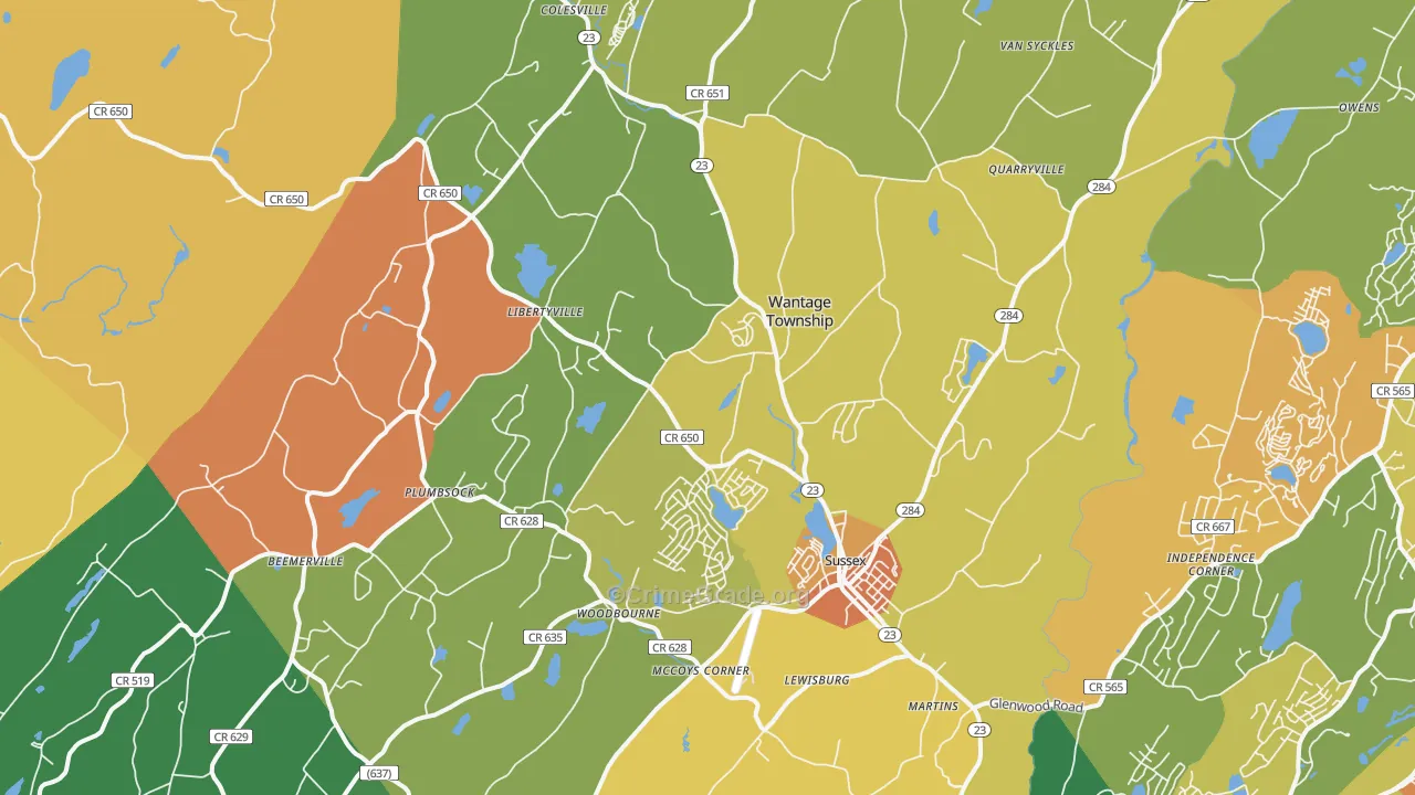 Wantage, NJ Map of Burglary Rates