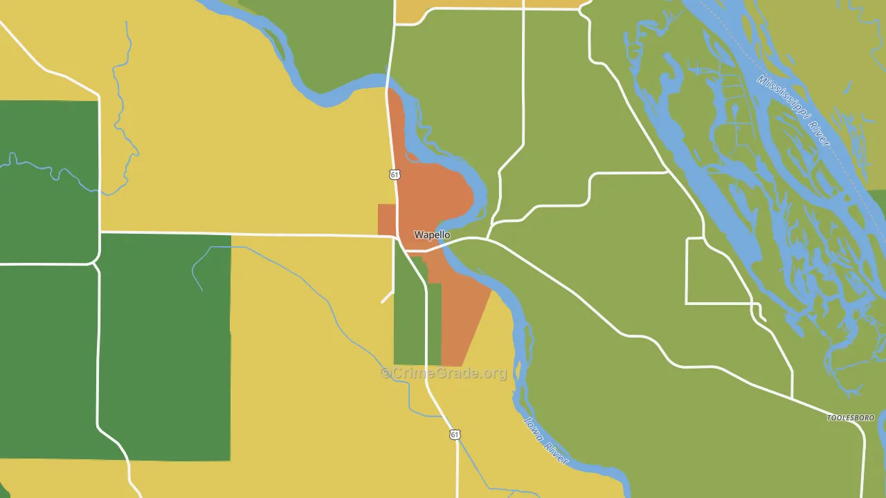 Wapello, IA Map of Burglary Rates