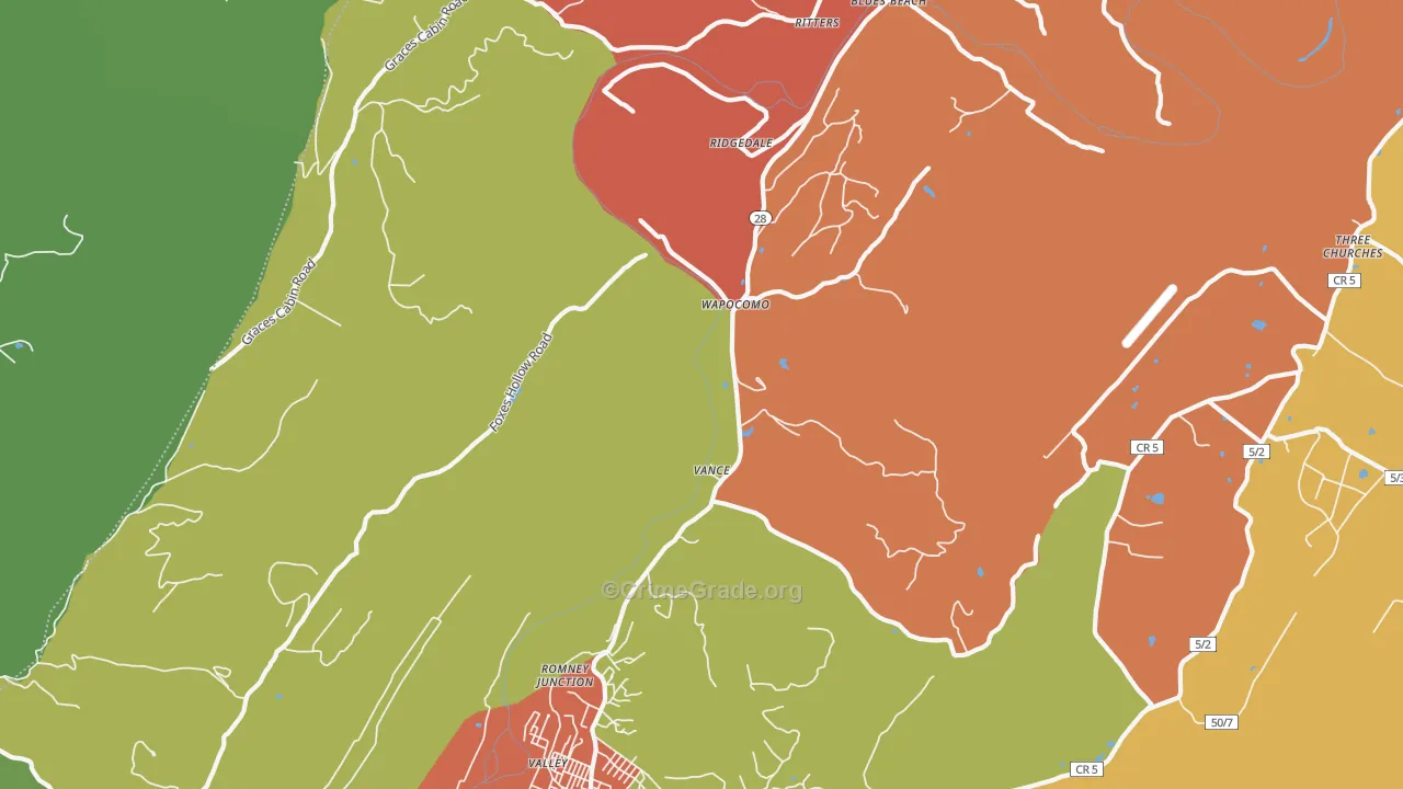 Wapocomo, WV Map of Burglary Rates