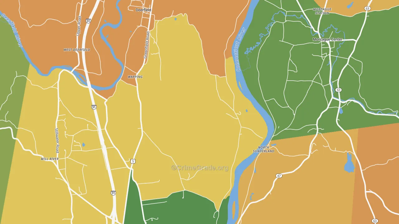 Wapping, MA Map of Burglary Rates