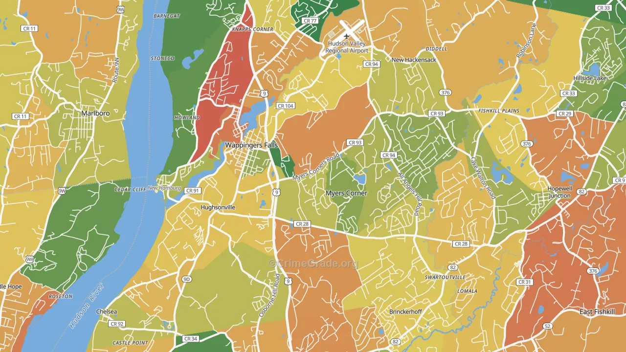 Wappingers Falls, NY Map of Burglary Rates