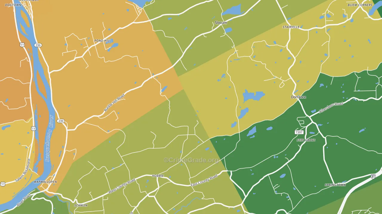 Wapwallopen, PA Map of Burglary Rates