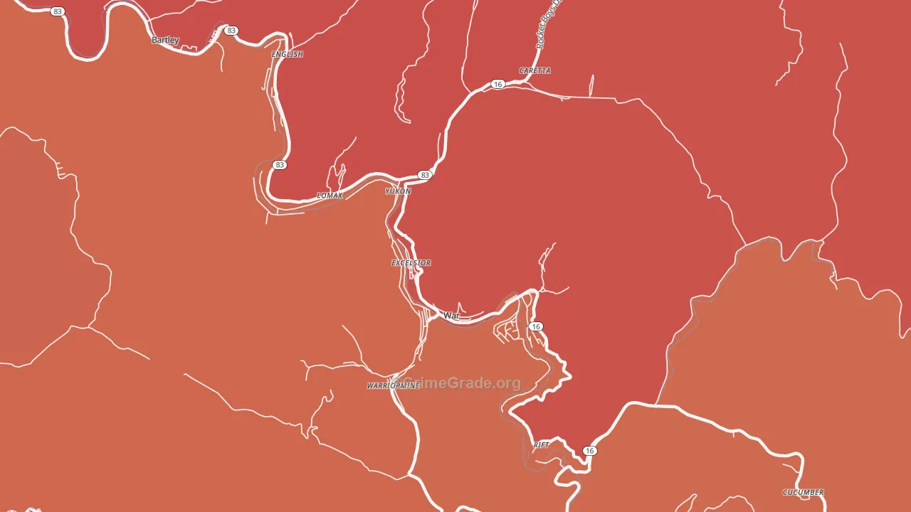 War, WV Map of Burglary Rates