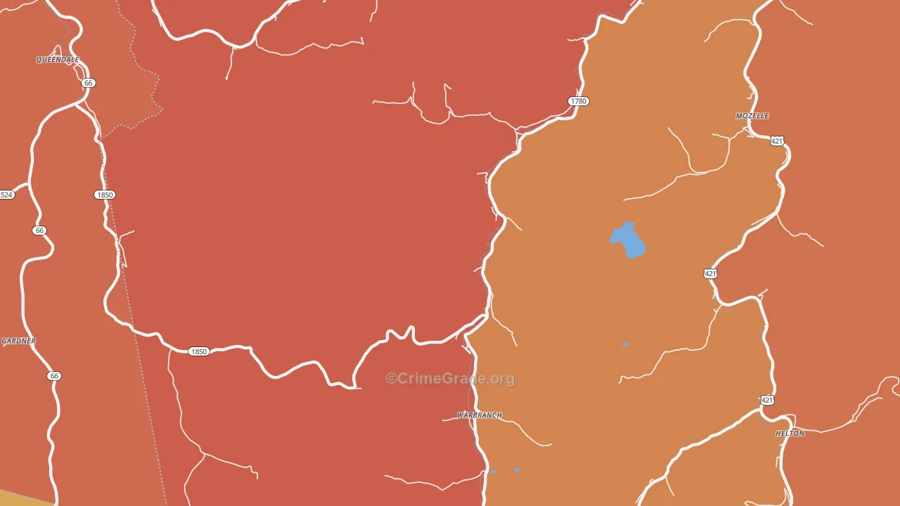 Warbranch, KY Map of Burglary Rates