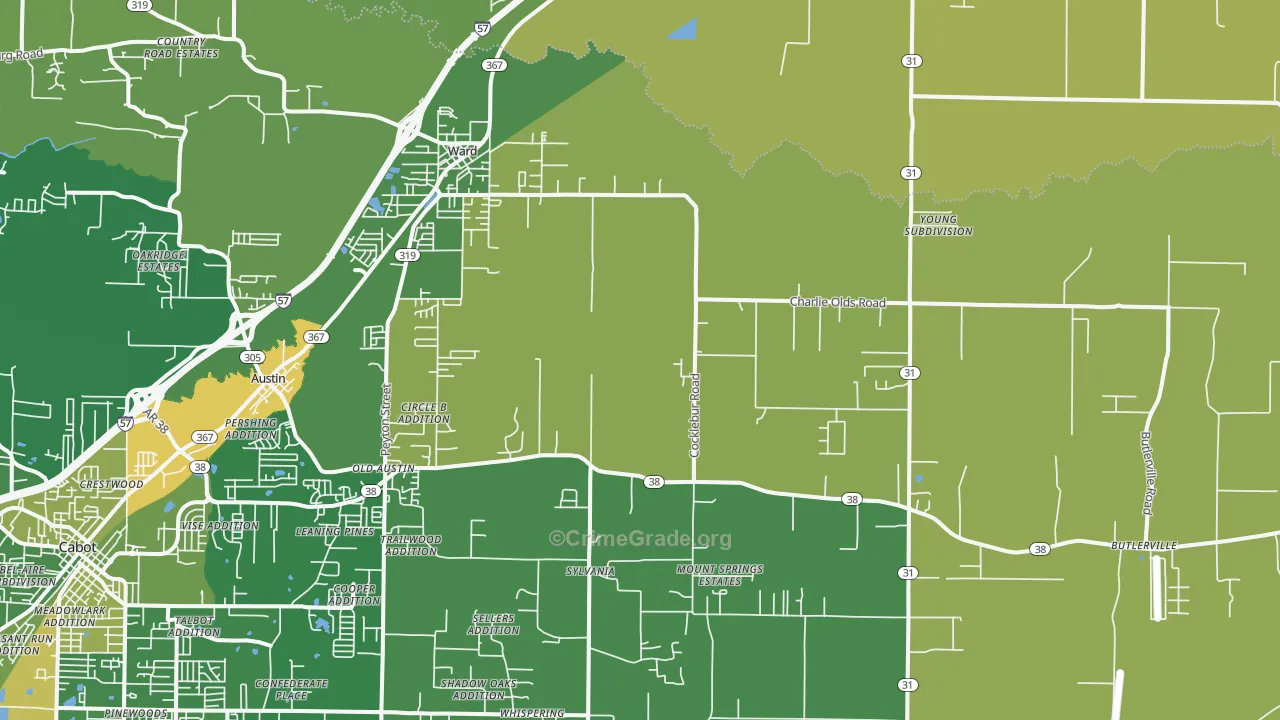 Ward, AR Map of Burglary Rates