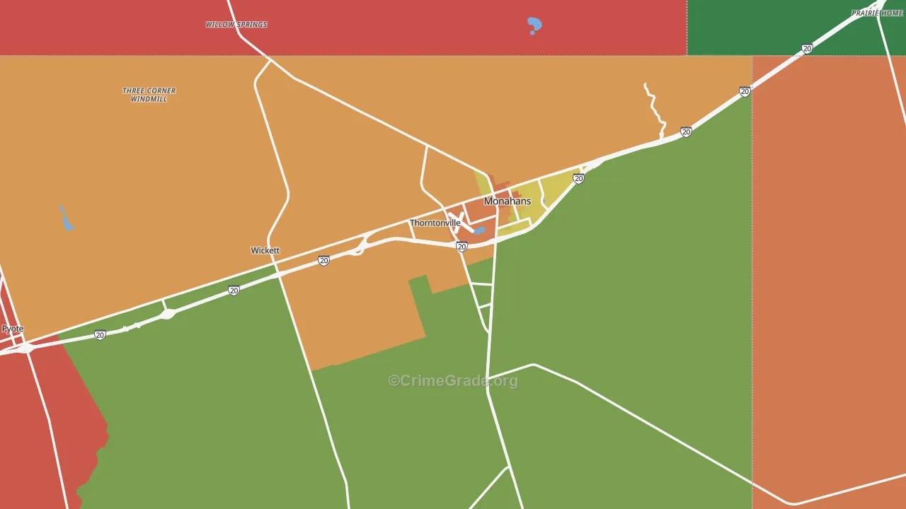 Ward County, TX Map of Burglary Rates
