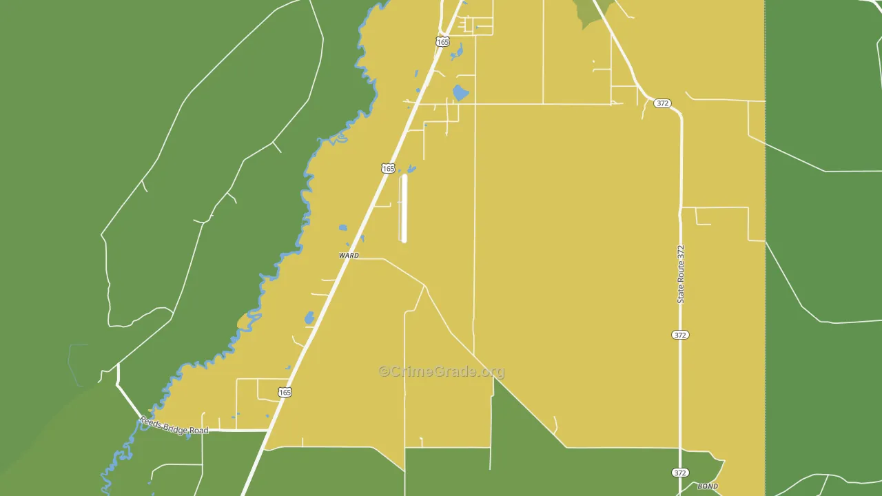 Ward, LA Map of Burglary Rates