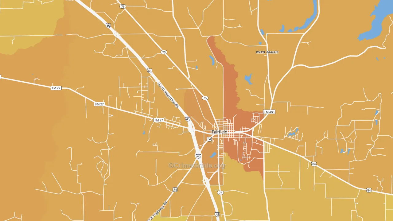 Ward Prairie, TX Map of Burglary Rates