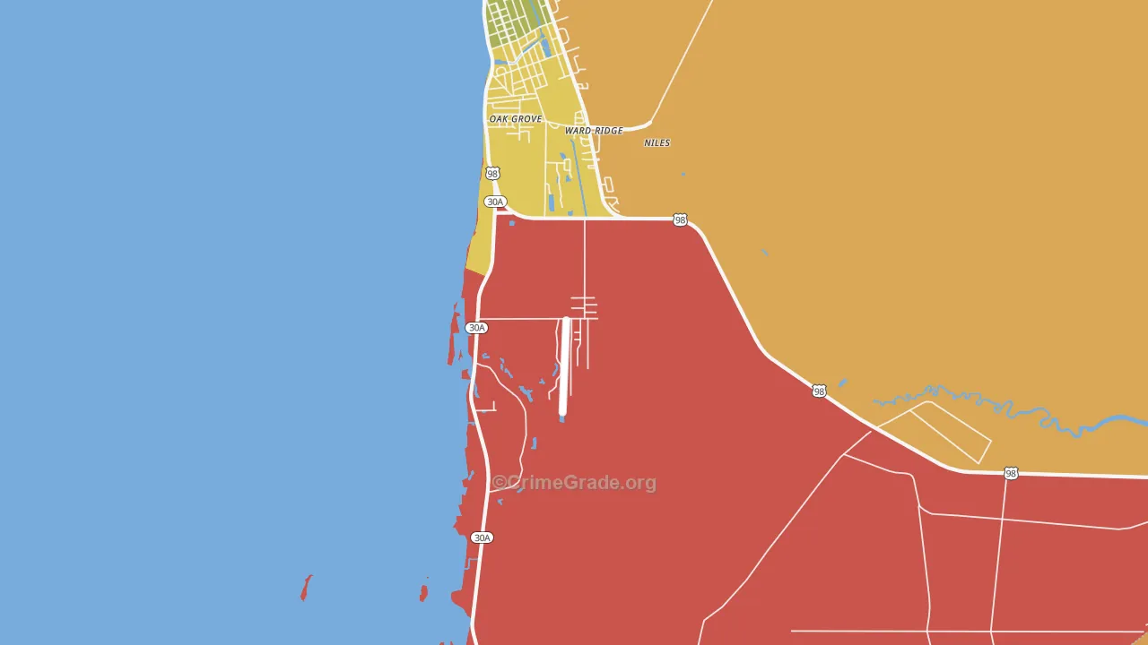 Ward Ridge, FL Map of Burglary Rates