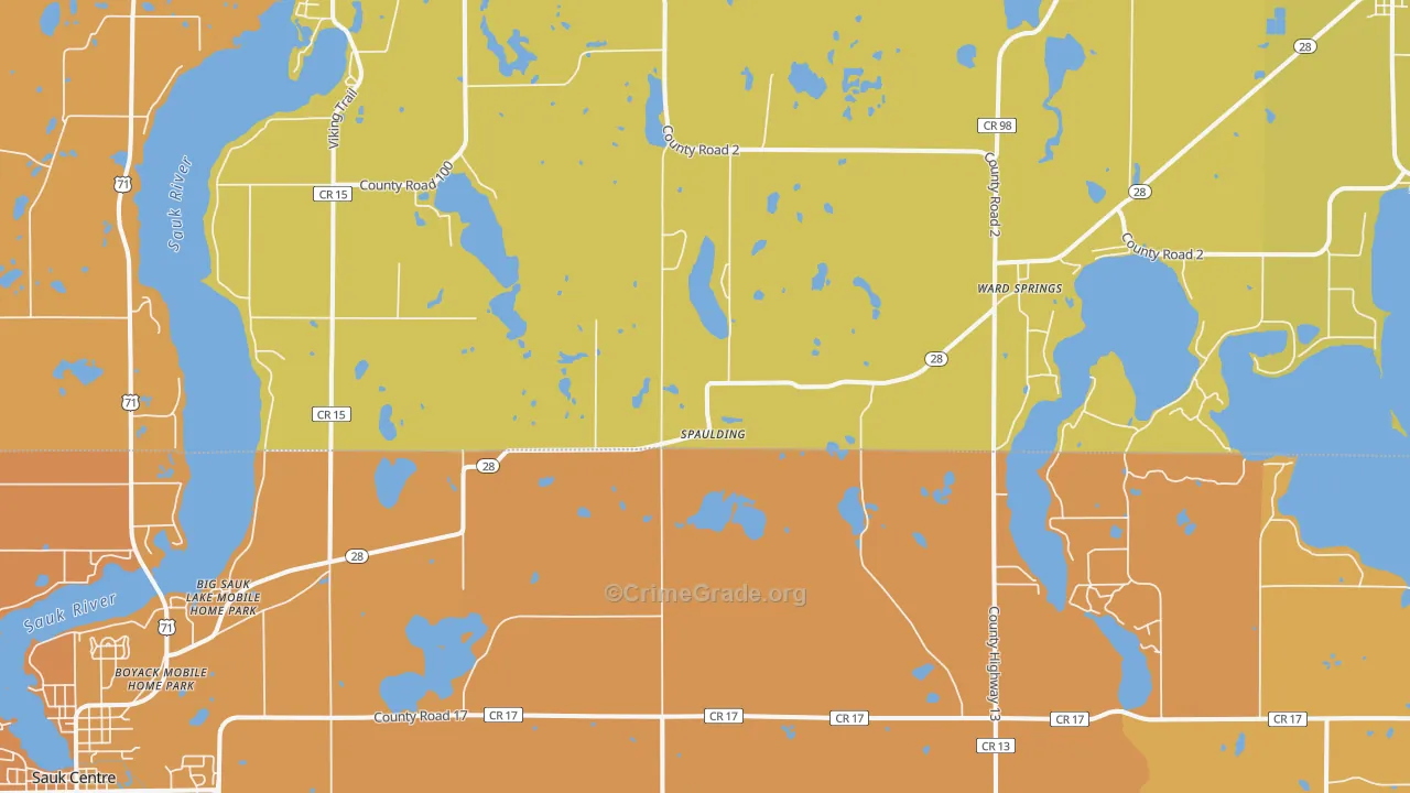 Ward Springs, MN Map of Burglary Rates