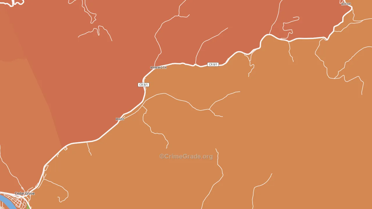 Ward, WV Map of Burglary Rates
