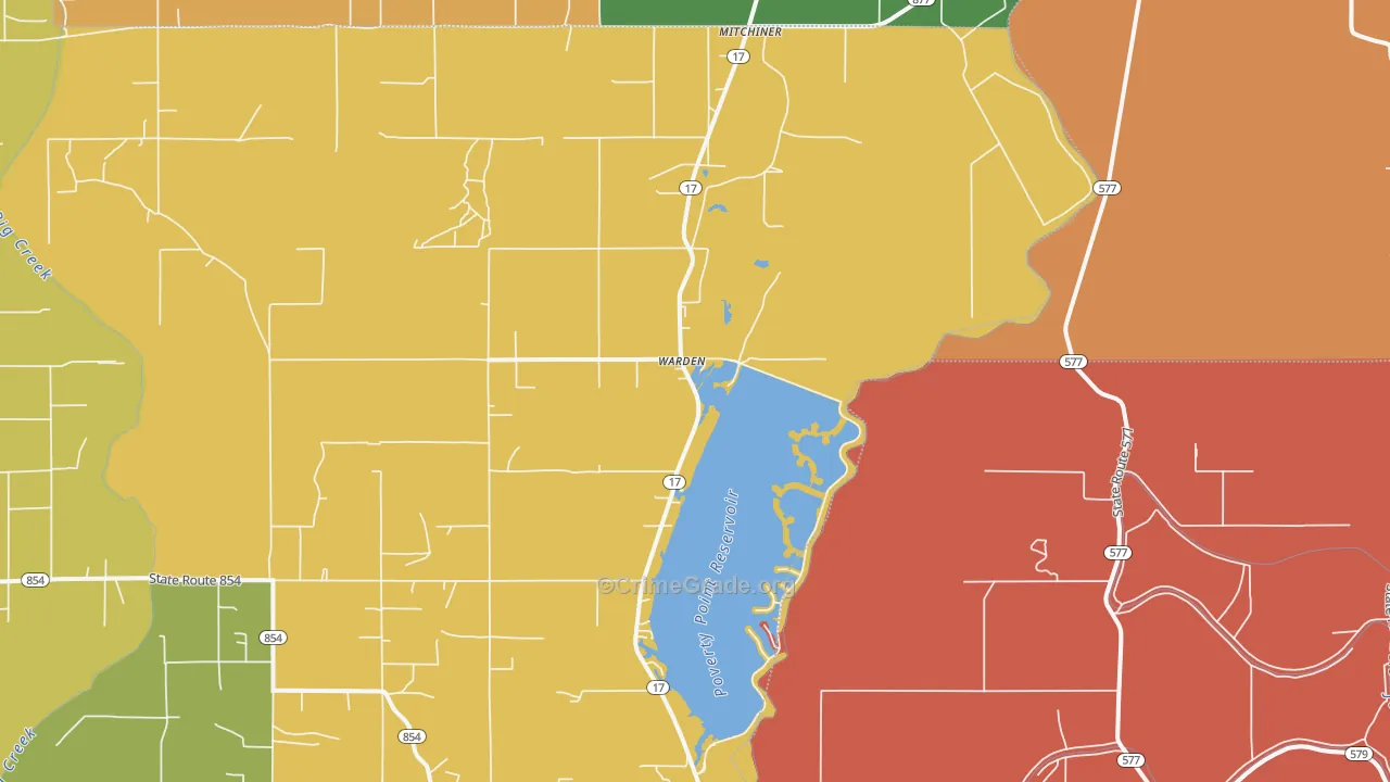 Warden, LA Map of Burglary Rates