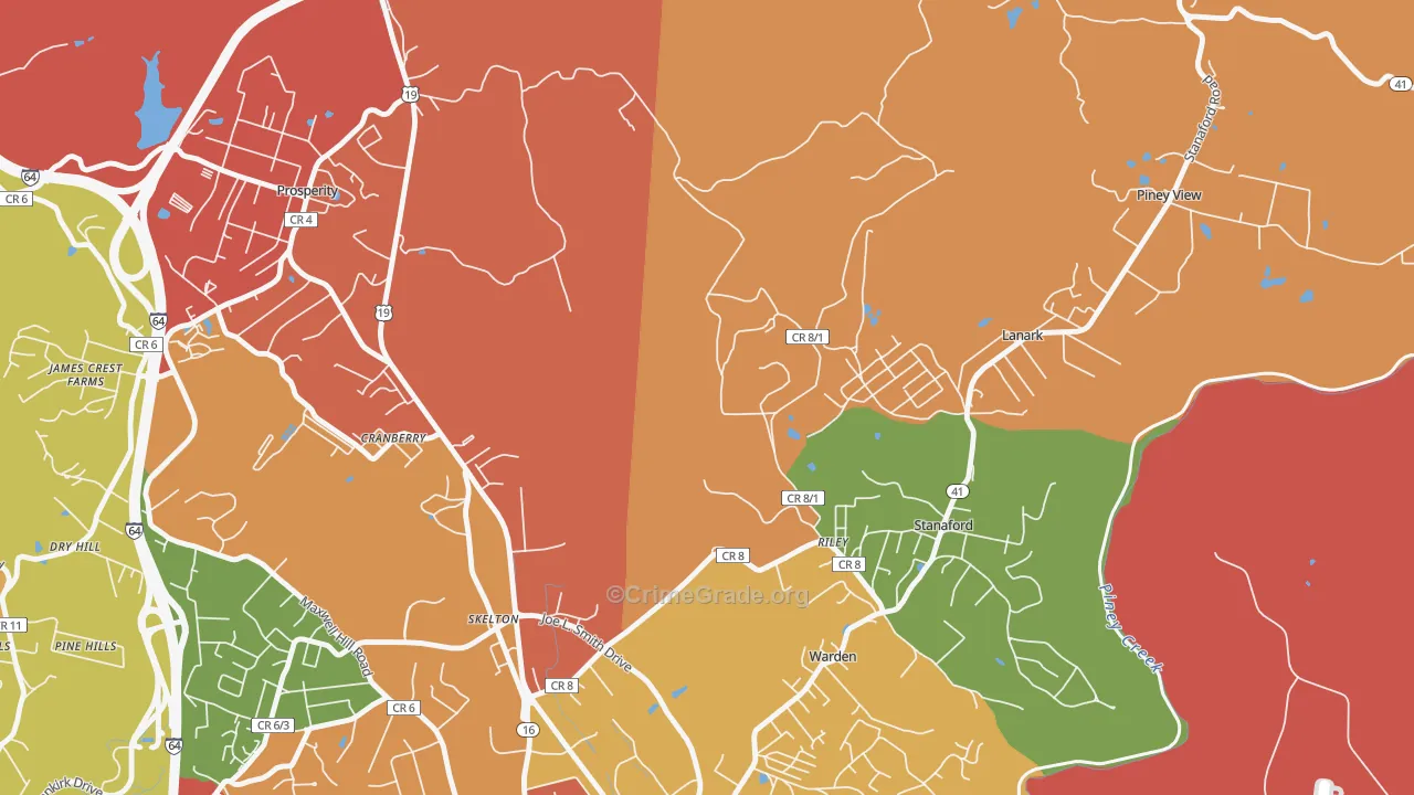 Warden, WV Map of Burglary Rates