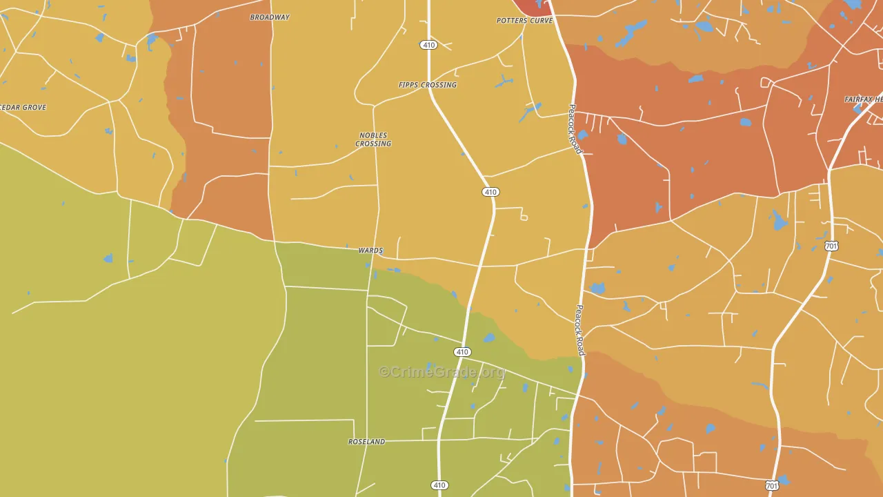 Wards, NC Map of Burglary Rates
