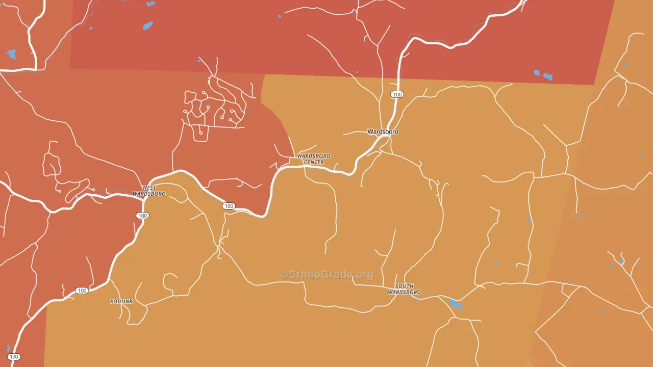 Wardsboro, VT Map of Burglary Rates