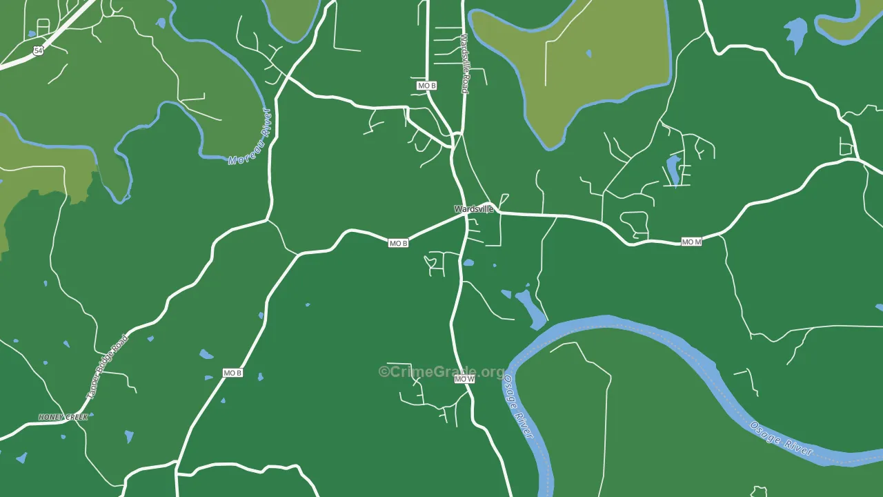 Wardsville, MO Map of Burglary Rates