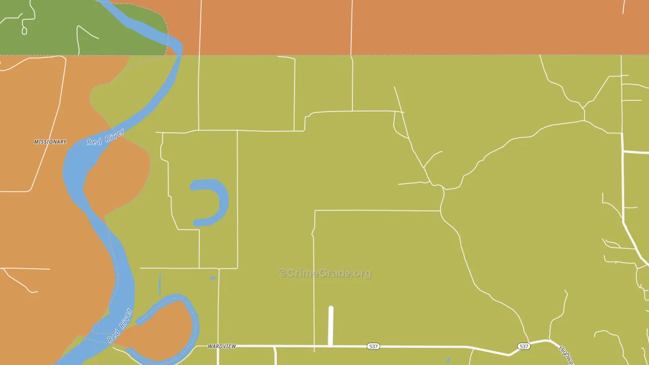 Wardview, LA Map of Burglary Rates
