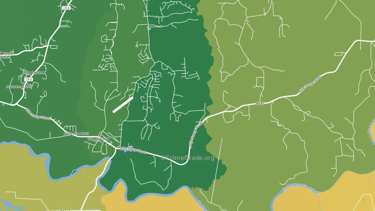Ware, AL Map of Burglary Rates