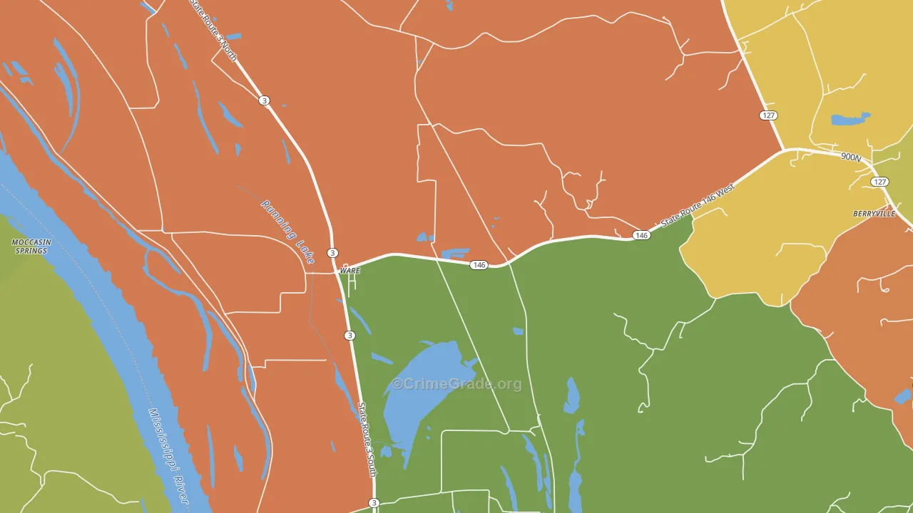 Ware, IL Map of Burglary Rates