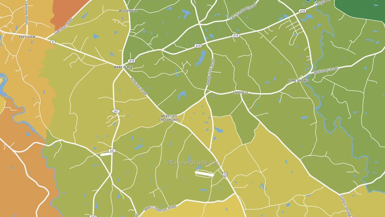 Ware Place, SC Map of Burglary Rates