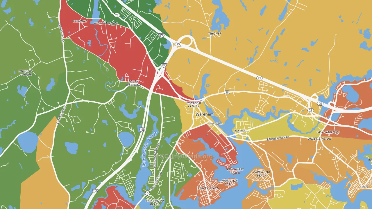 Wareham, MA Map of Burglary Rates