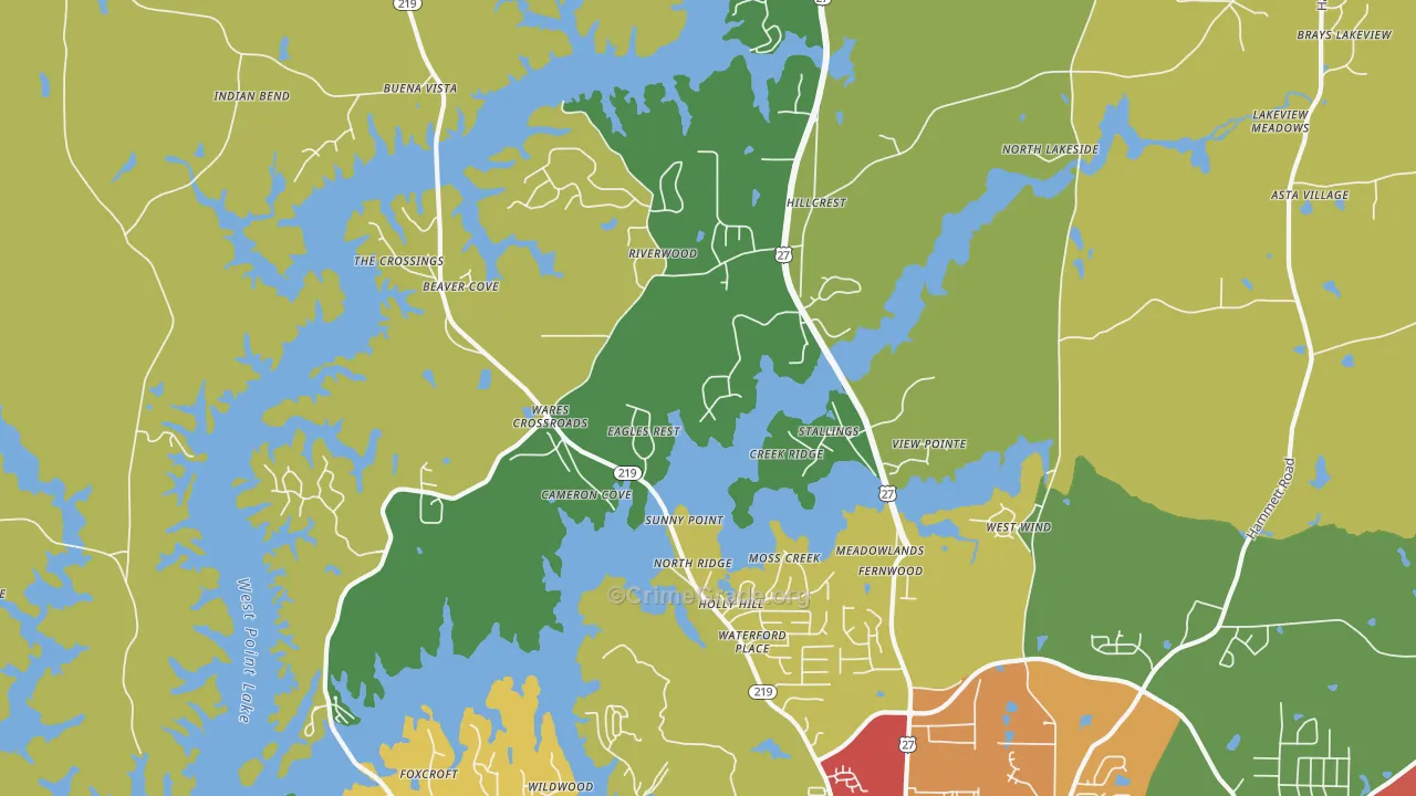 Wares Crossroads, GA Map of Burglary Rates