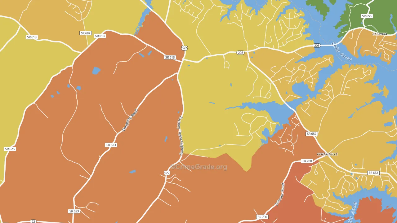 Wares Crossroads, VA Map of Burglary Rates