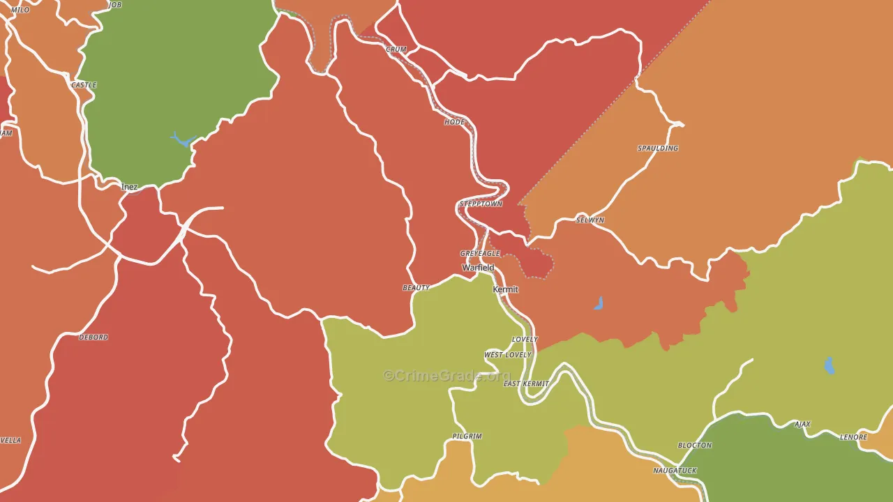 Warfield, KY Map of Burglary Rates