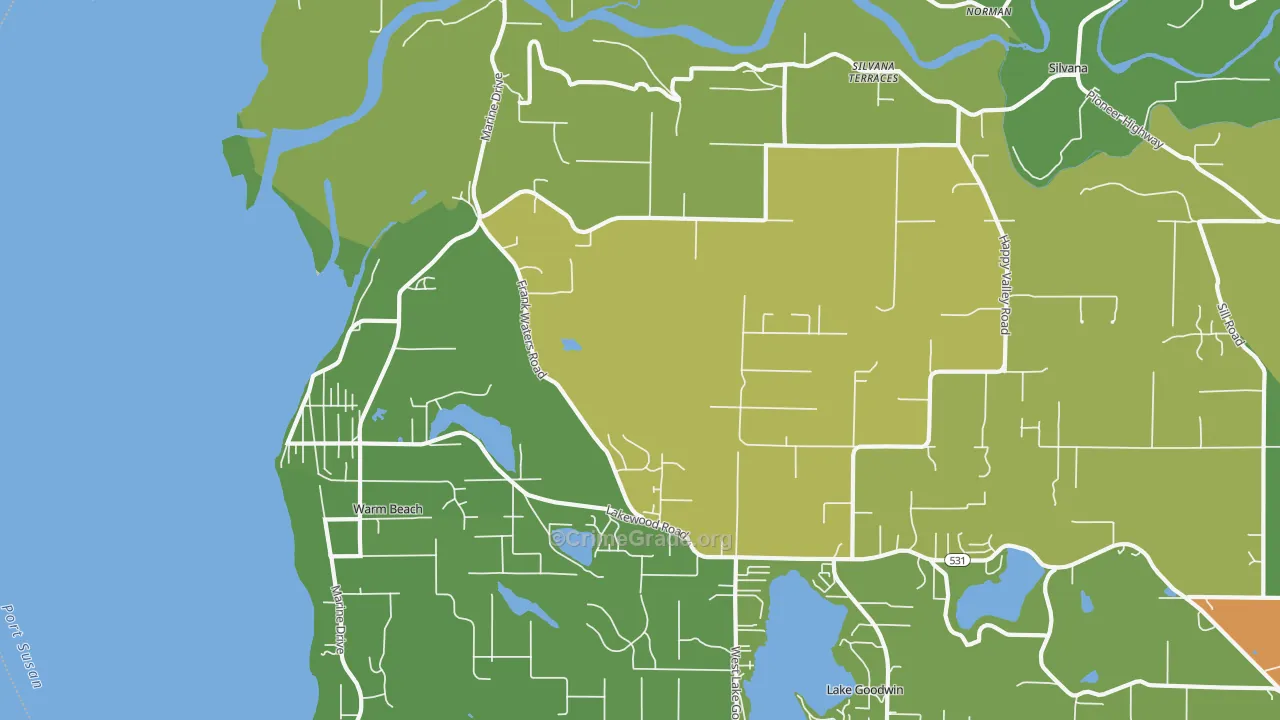 Warm Beach, WA Map of Burglary Rates