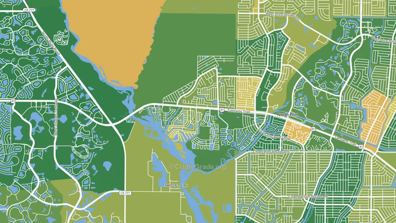 Warm Mineral Springs, FL Map of Burglary Rates
