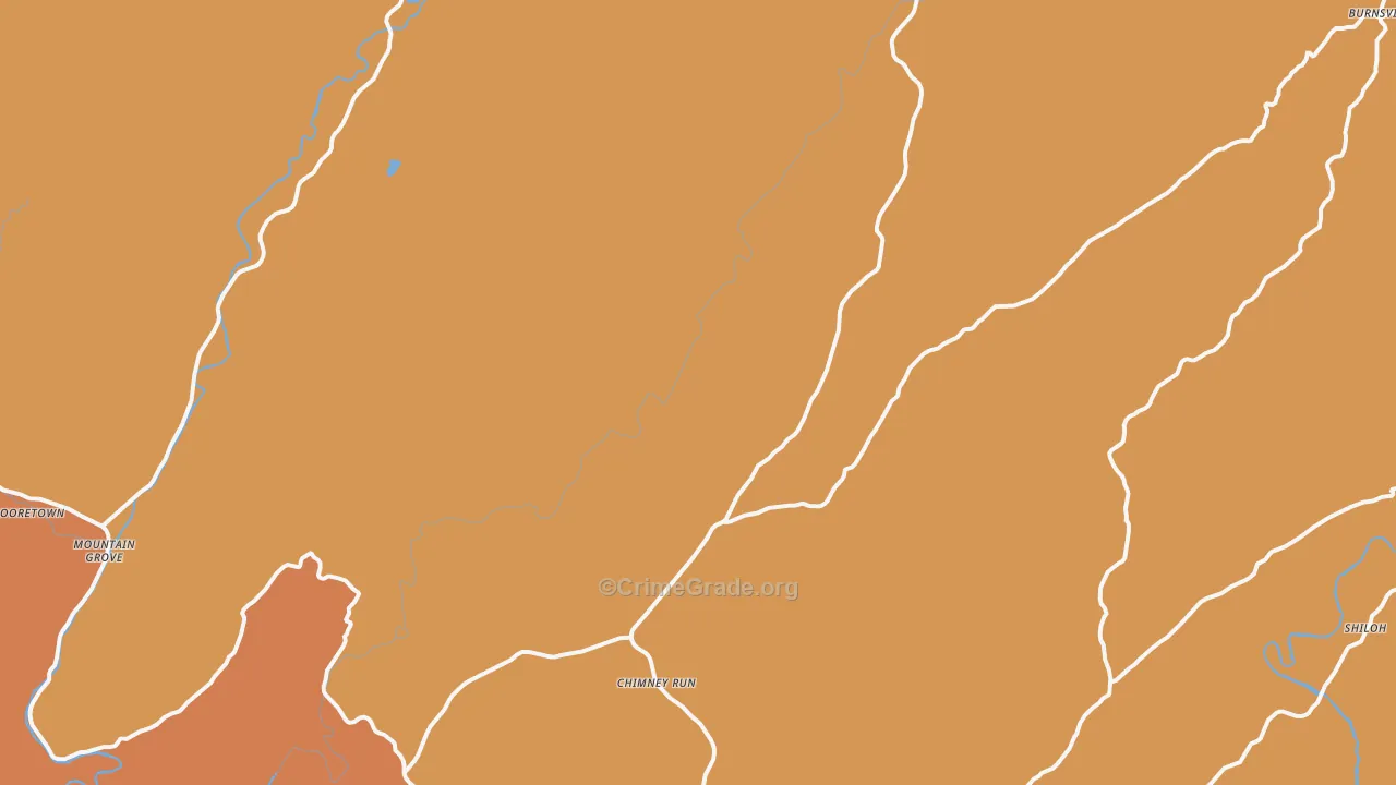 Warm Springs, VA Map of Burglary Rates