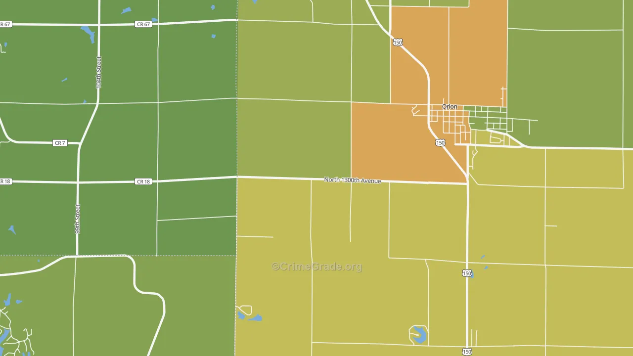 Warner, IL Map of Burglary Rates