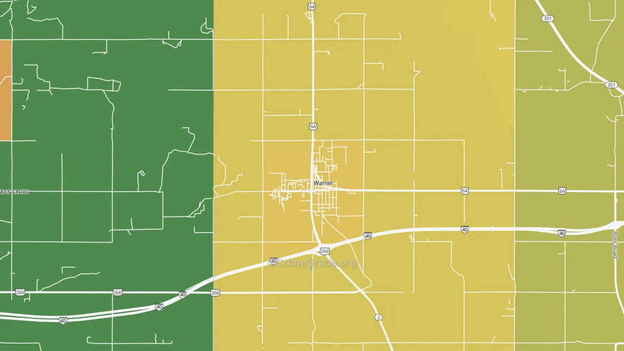 Warner, OK Map of Burglary Rates