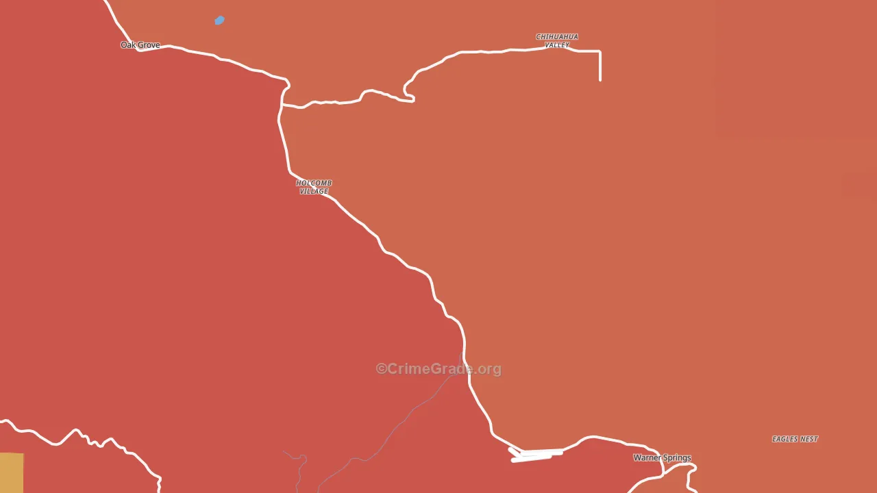 Warner Springs, CA Map of Burglary Rates