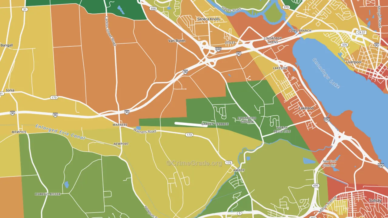 Warners, NY Map of Burglary Rates