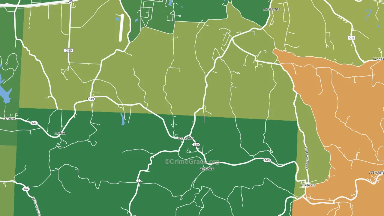 Warnock, OH Map of Burglary Rates