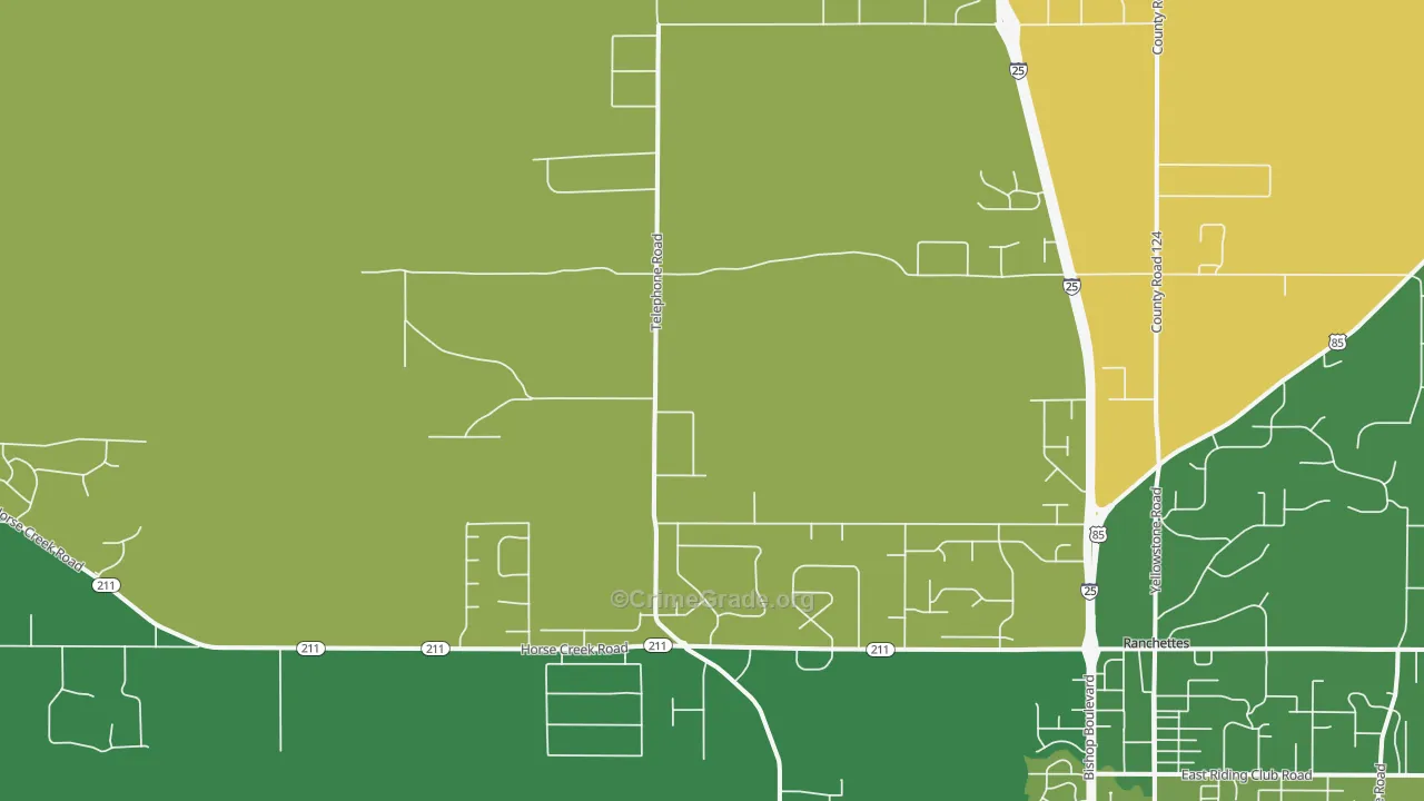 Warren Air Force Base, WY Map of Burglary Rates