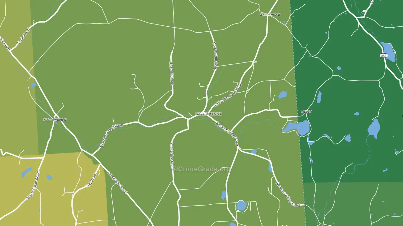 Warren Center, PA Map of Burglary Rates